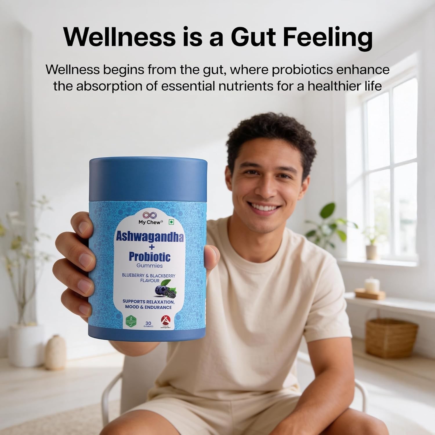 3 Pack My .Chew Ashwagandha Probiotic Gummies 90Ct