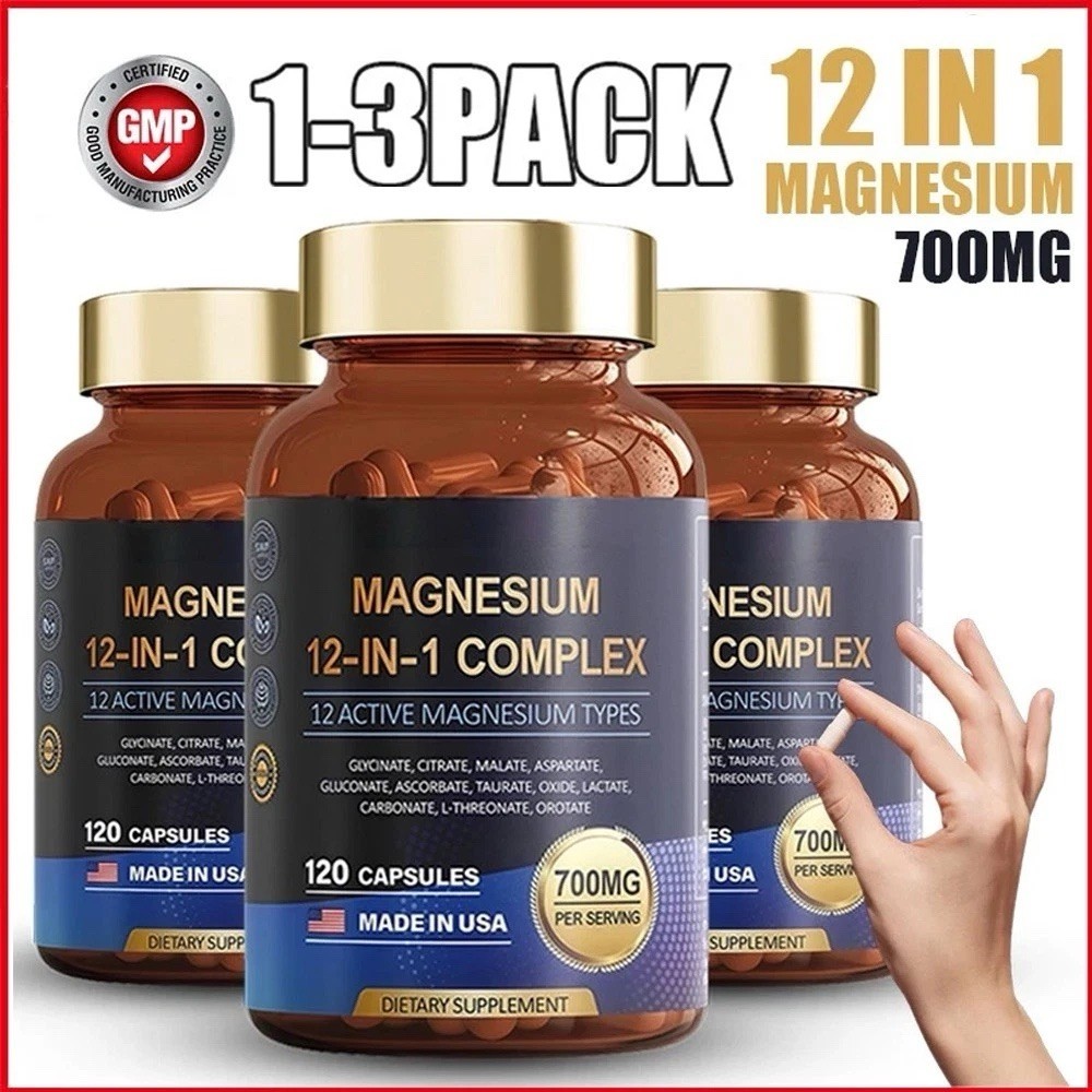 Magnesium Complex 700mg 12-in-1 Supplement, 120 Capsules for Daily Support