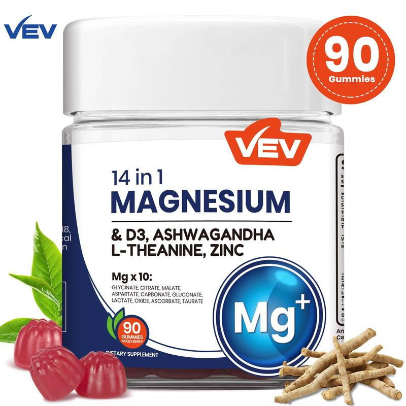 VEV 14-in-1 Magnesium Gummies – containing Ashwagandha, L-Theanine, Vitamin D3
