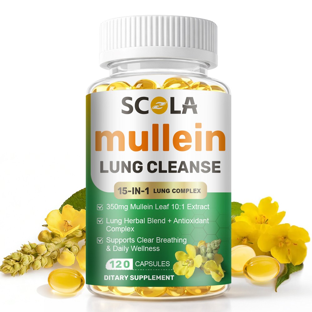 15In1 Mullein Leaf Capsules Extra Strength Support Respiratory Health Lung Detox
