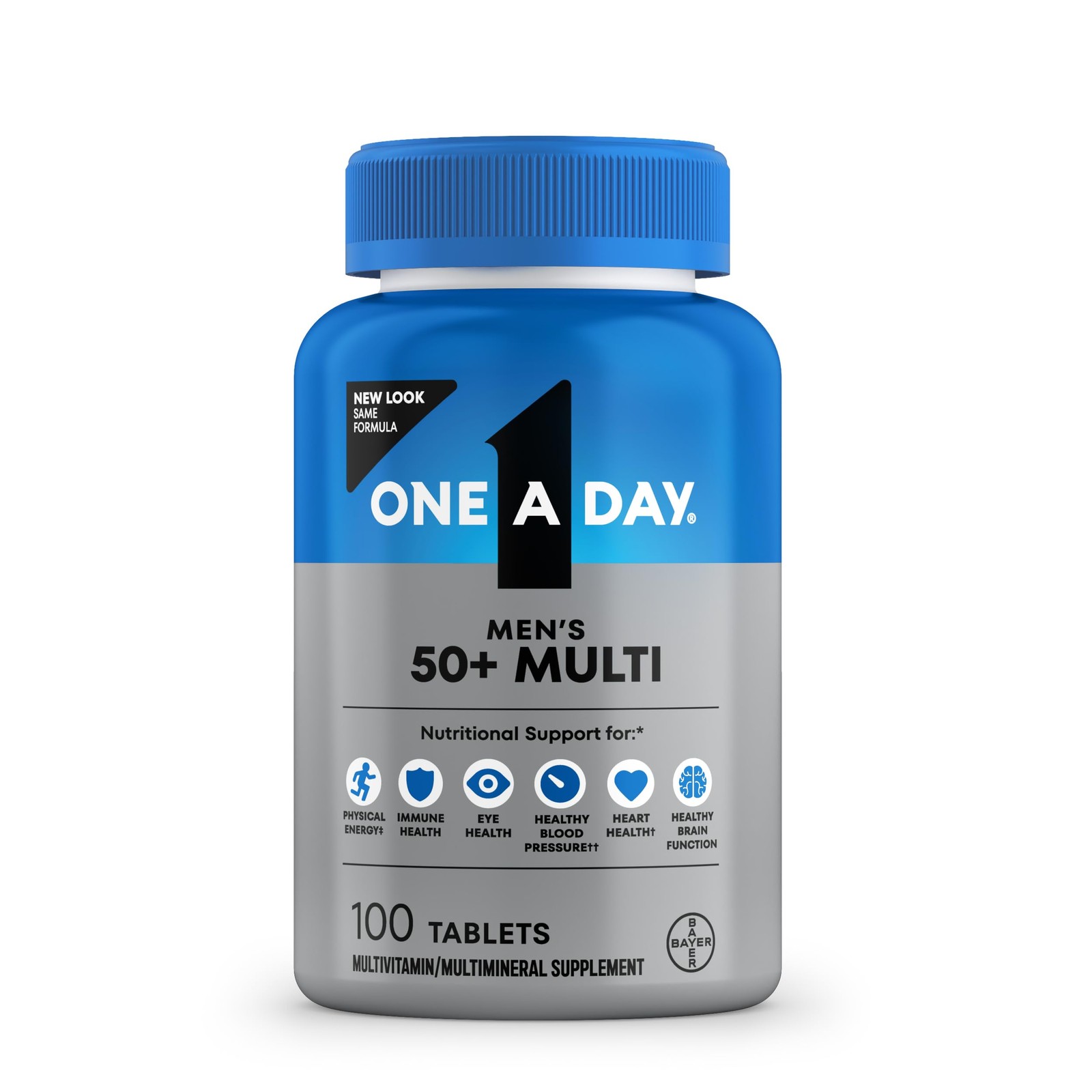One A Day Men’s 50+ Multivitamins, Supplement 100 Count (Pack of 1), White