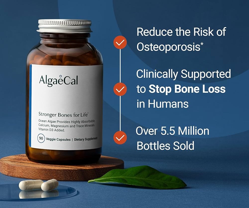 AlgaeCal Plant Based Calcium 750mg Vitamin D3 Bone Support 90 Veg Caps Exp 05/28