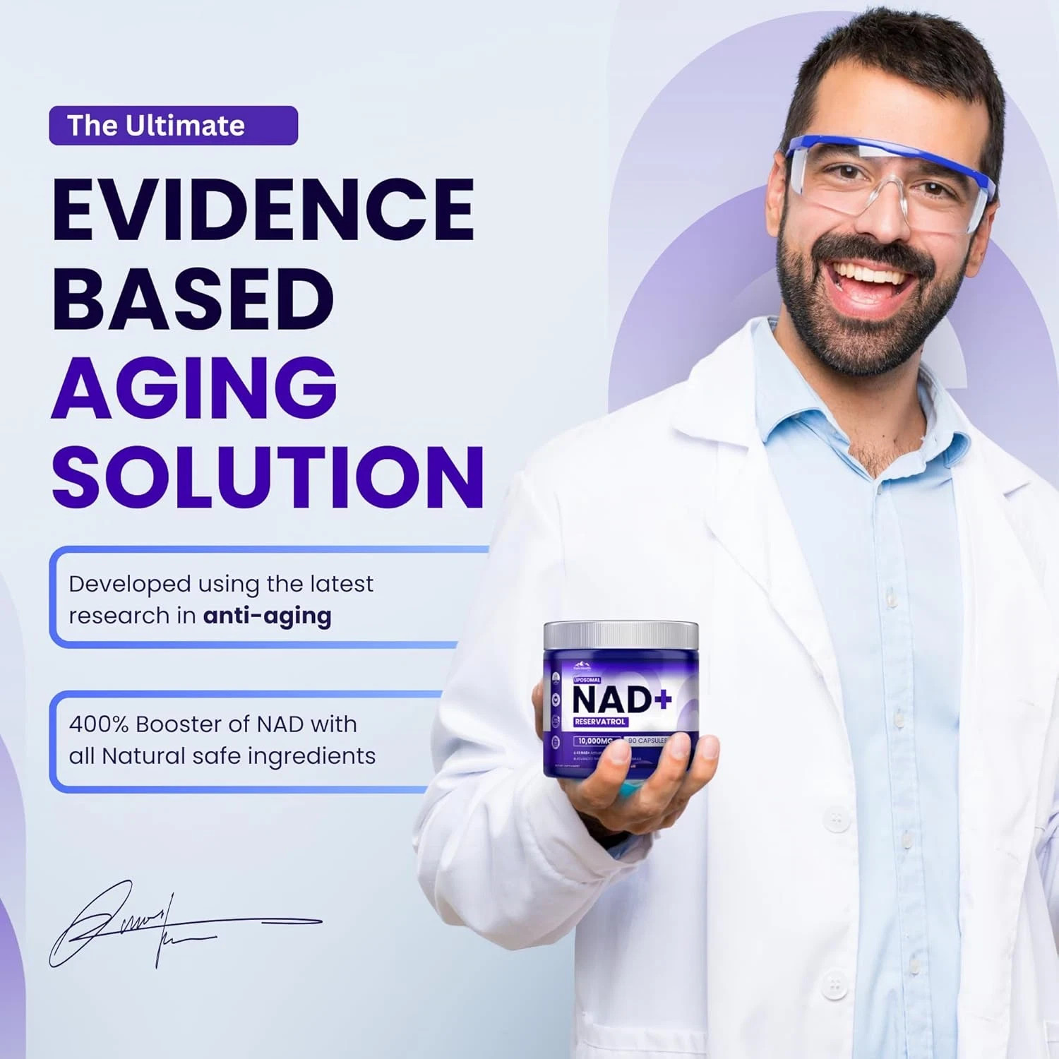 PHM NAD Resveratrol Supplement – 10,000MG Extra Strength | NAD+ Liposomal Supple