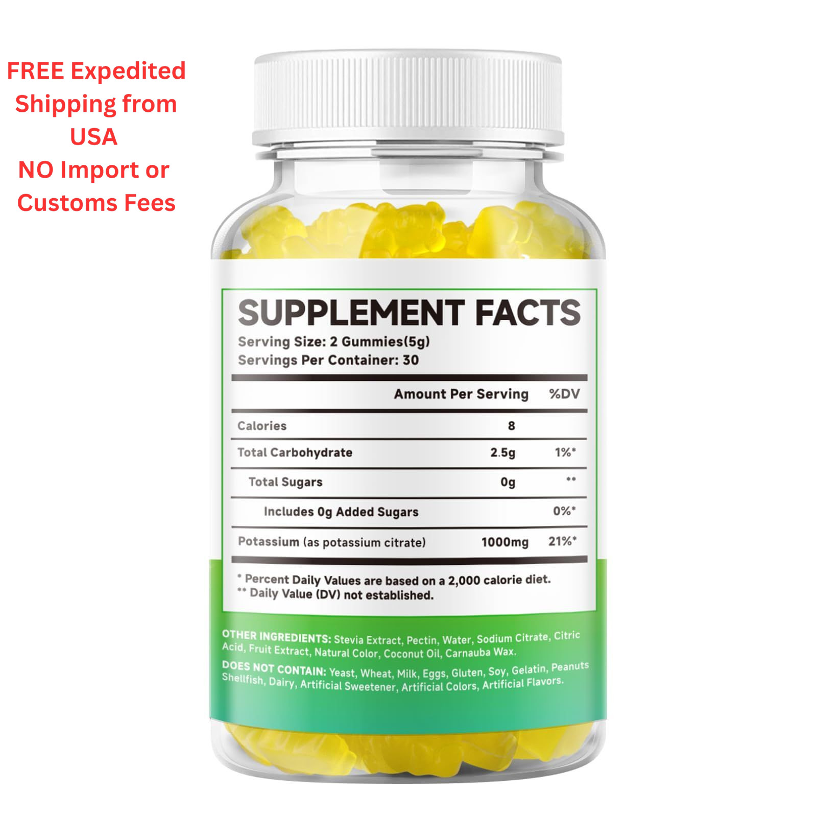 Potassium Citrate Gummies 1000mg, High Potency 60 Count (Pack of 2)