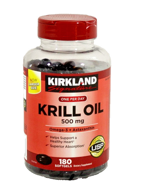 Kirkland Signature Krill Oil 500mg 180 Softgels Omega-3 Astaxanthin Free Ship