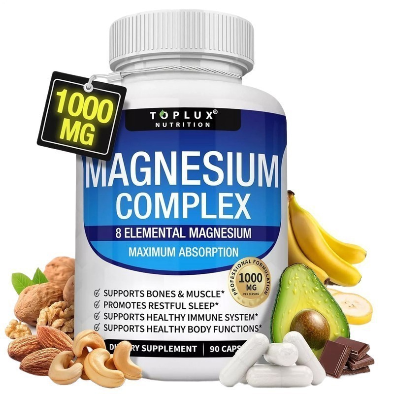 3X Toplux Nutrition Magnesium Complex 1000mg Supports 8 Elemental Magnesium++++
