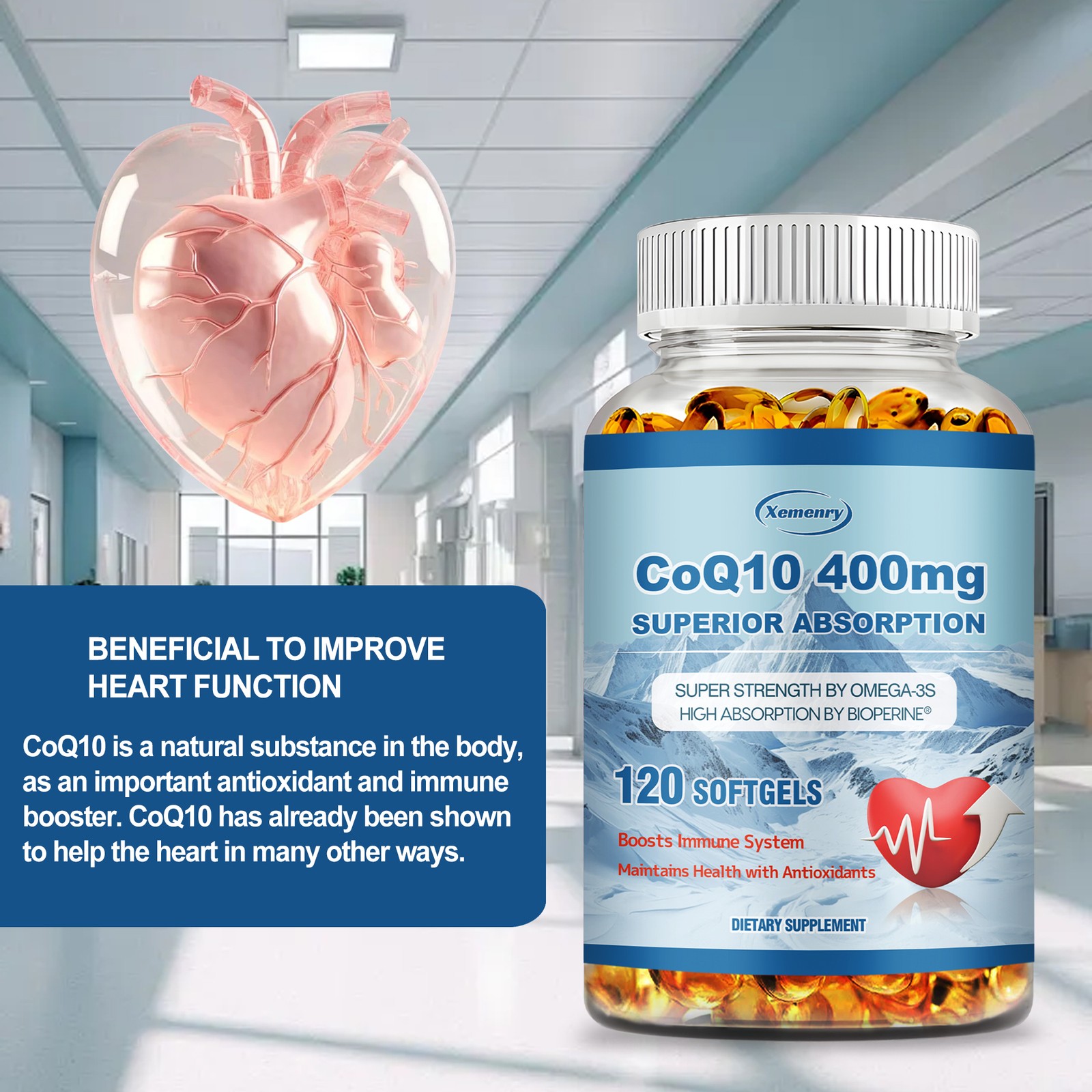 CoQ10 400mg – Heart & Cardiovascular Health, Antioxidant, Energy Production