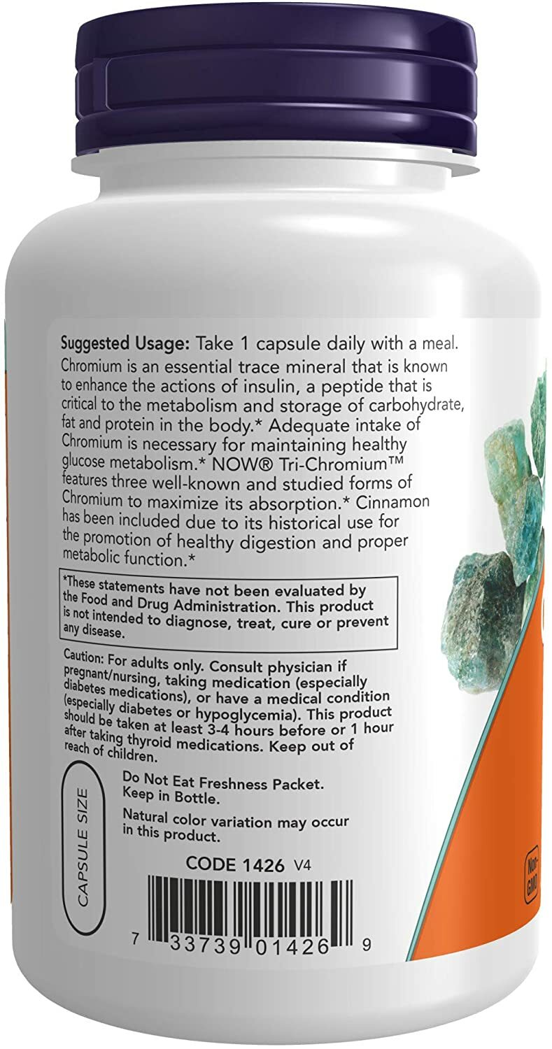 Now Foods, Tri-Chromium, 500 mcg, 180 Veg Capsules (Insulin Co-Factor)