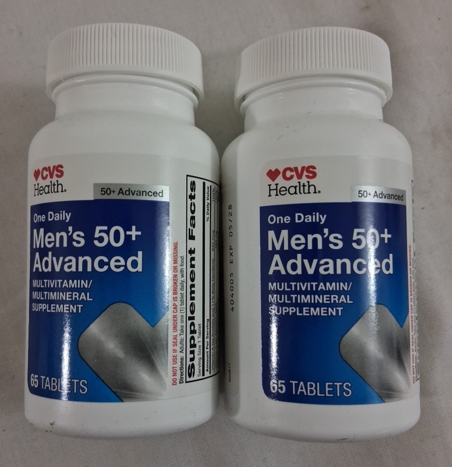 LOT:2 CVS One Daily: Men’s 50+ Advanced Multivitamin 65 Tablets Each BB 05/28