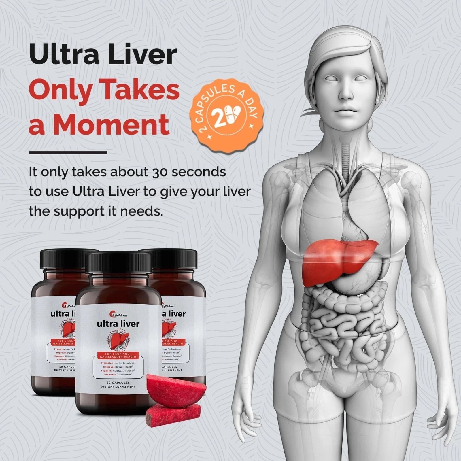 2PACk-UpWellness Ultra Liver Supplement for Liver Health and Gallbladder Support