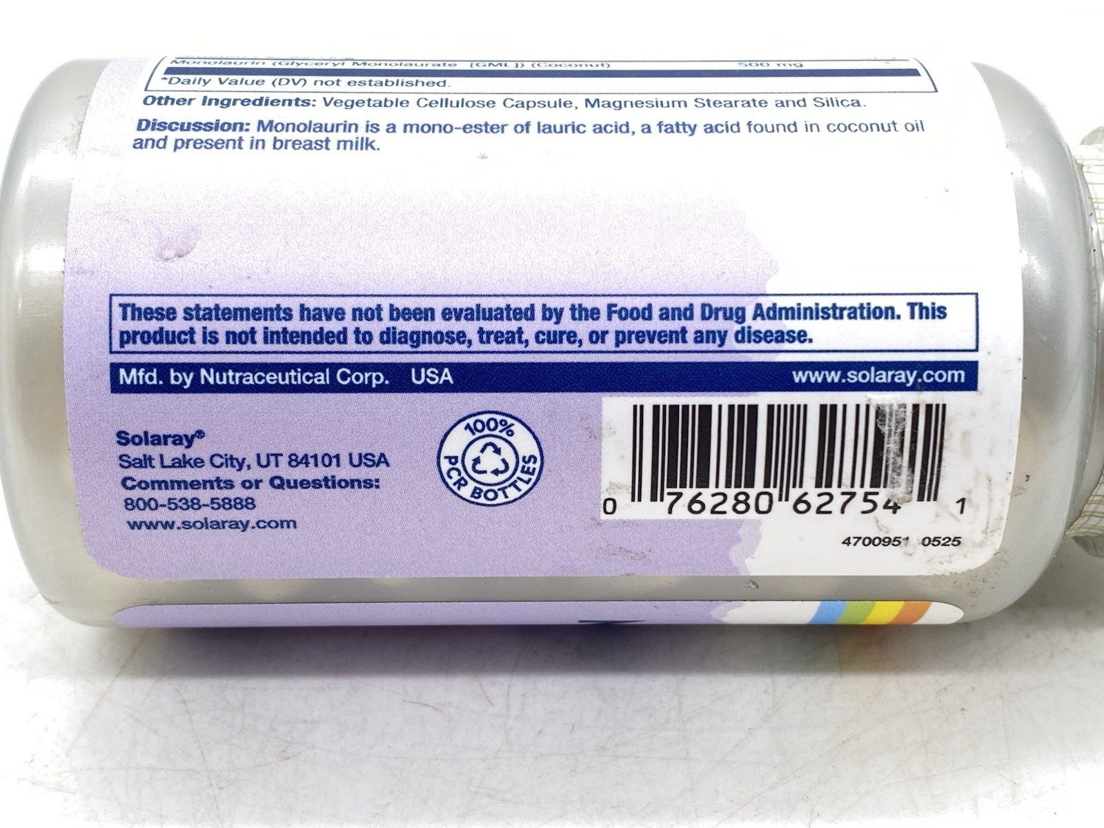 SOLARAY Monolaurin 500mg from Natural Coconut – Monolaurin Supplement 60ct