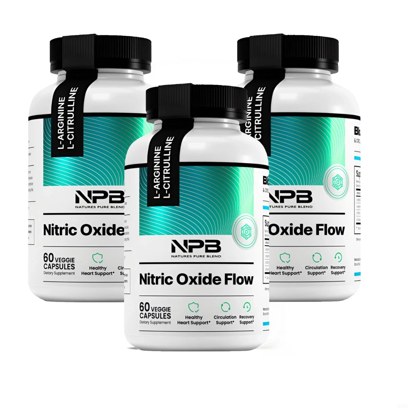 3 PACK Nature’s Pure Blend Oxide Nitric Supplement EXP Men L-Arginine for 6/2027