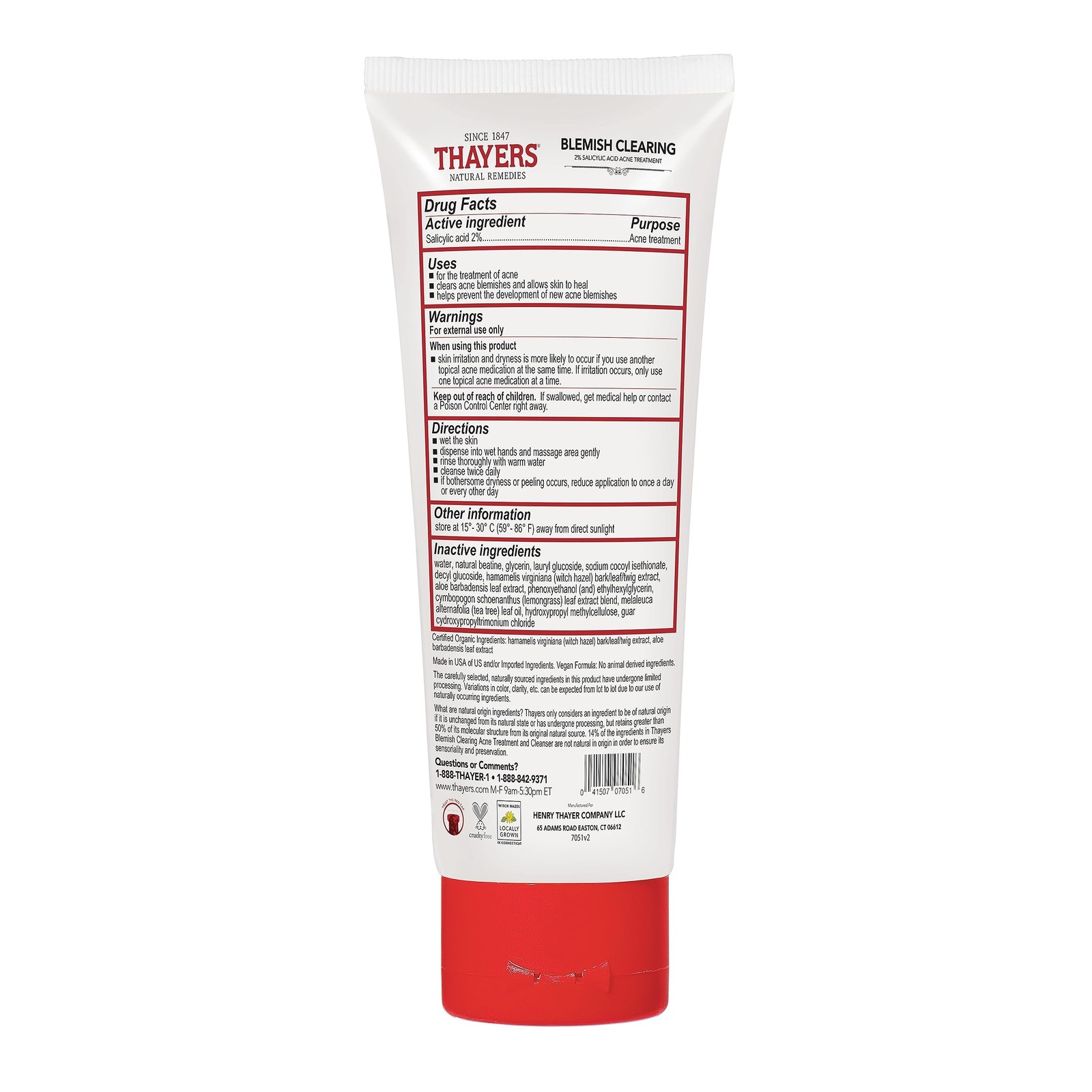 THAYERS Witch Hazel Blemish Cleanser, 4 Ounce White 4 Fl Oz (Pack of 1)