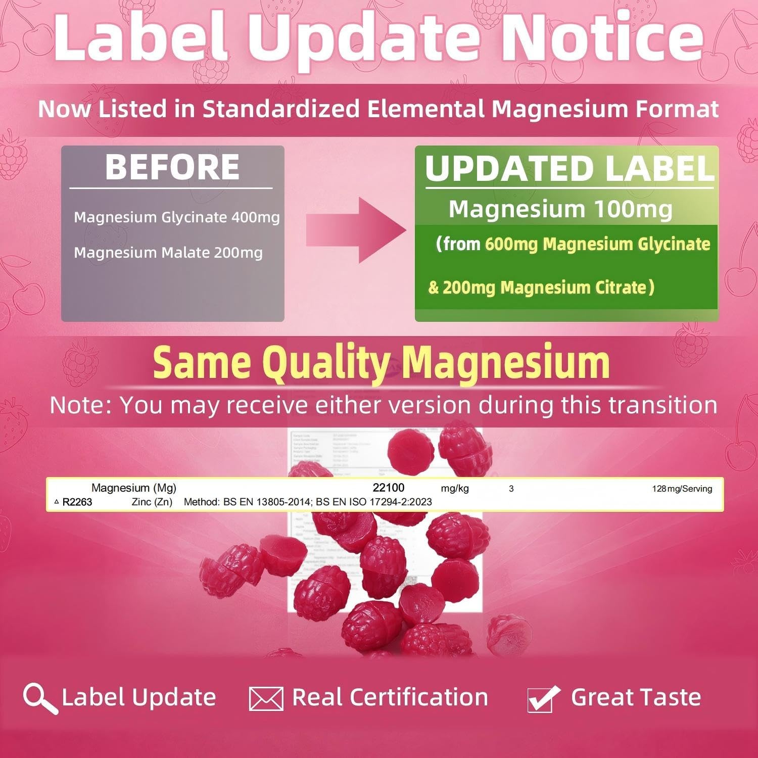 IRIDESICENT Magnesium Glycinate Gummies, Sugar Free 60 Count (Pack of 2)