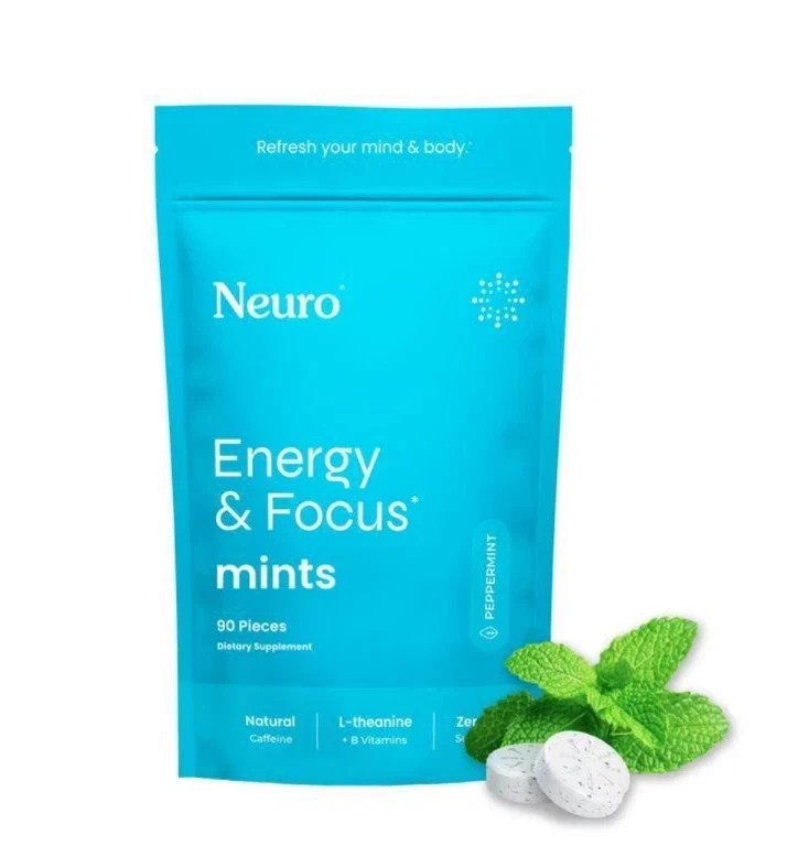 Neuro Mints: Energy & Focus- Peppermint- 180 Pieces Free Shipping-
