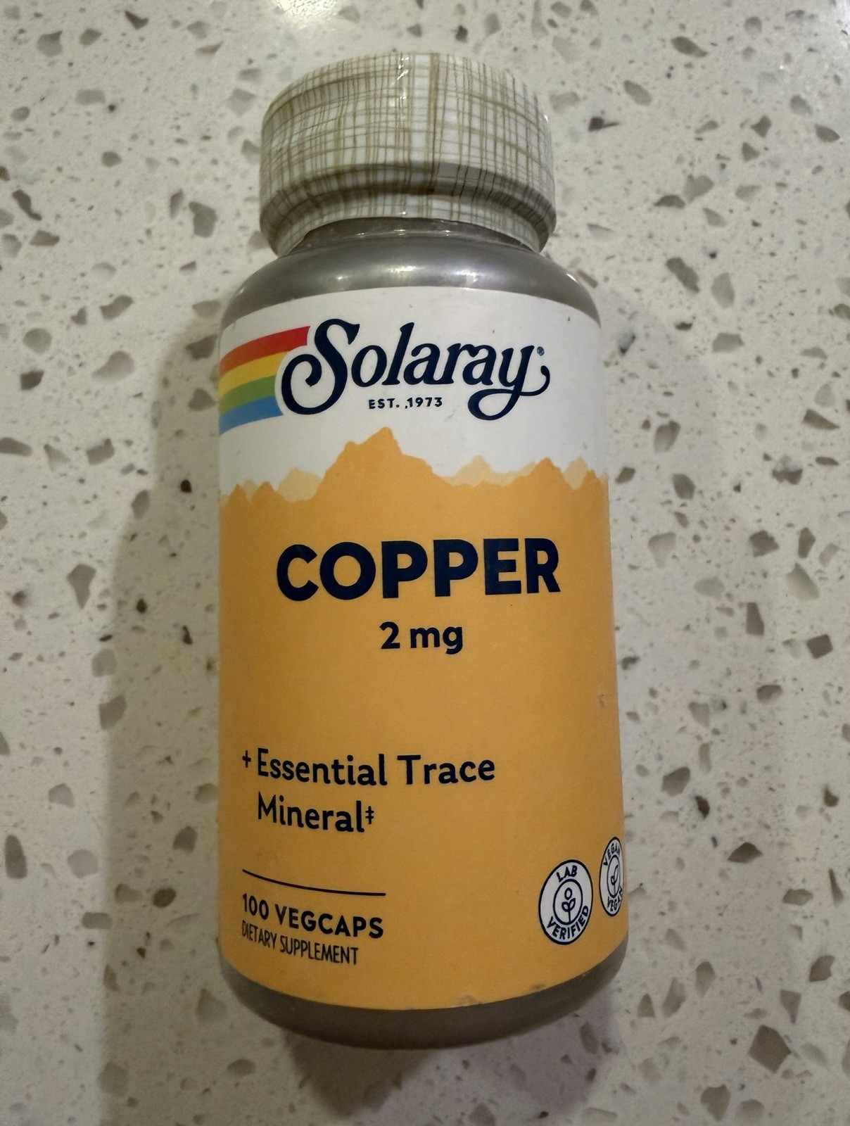 Solaray Copper 2 mg Essential Trace Mineral – 100 VegCaps – Exp 2029