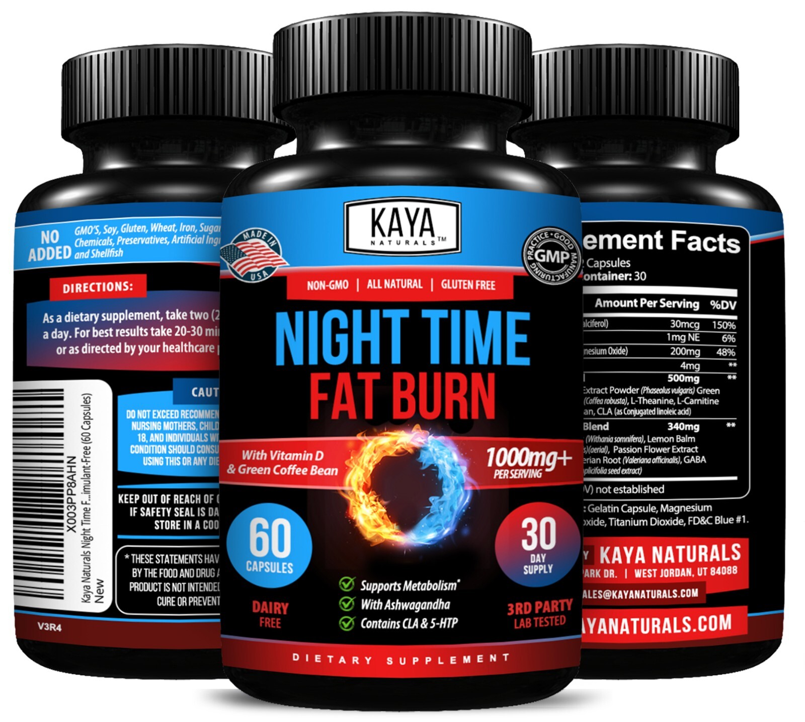 Night Time Fat Burn Supplement 60ct, Metabolism Support, Healthy Weight Loss