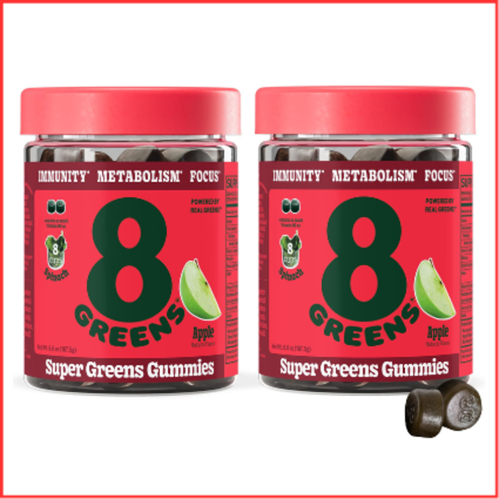 SUPERGREENS GUMMIES Metabolism Immunity Digestive Focus Apple 100ct 8GREENS