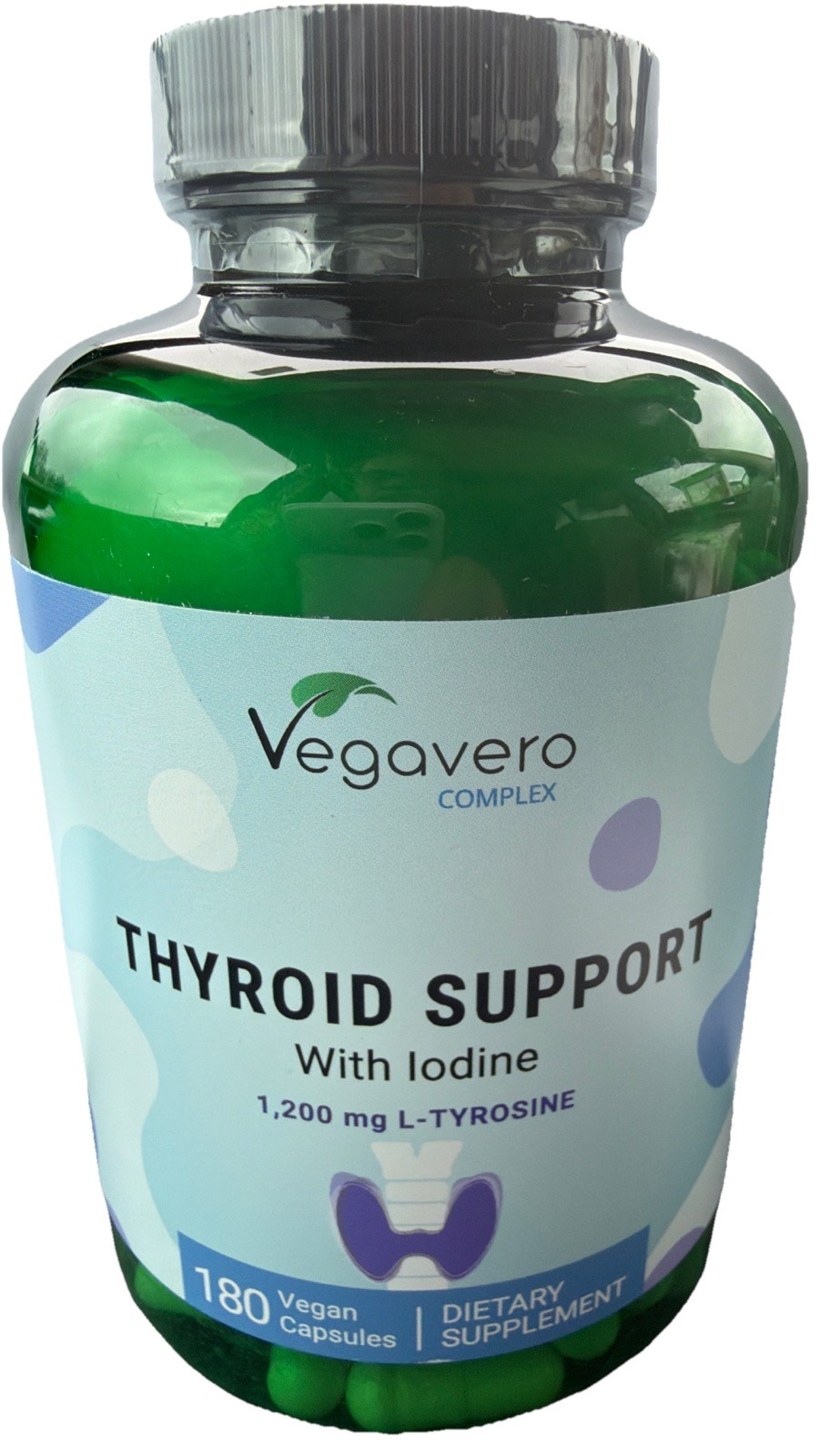 Vegavero Thyroid Support | 180 Capsules | Highest Dosage Iodine L-Tyrosine 1/28