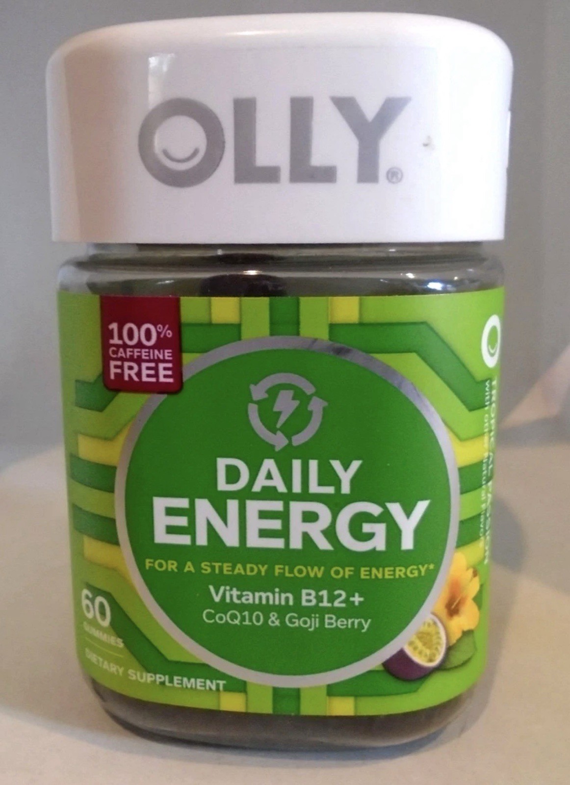 OLLY Daily Energy Gummy, B12, CoQ10, Goji Berry, Tropical Flavor, 60 Ct EXP 2/27