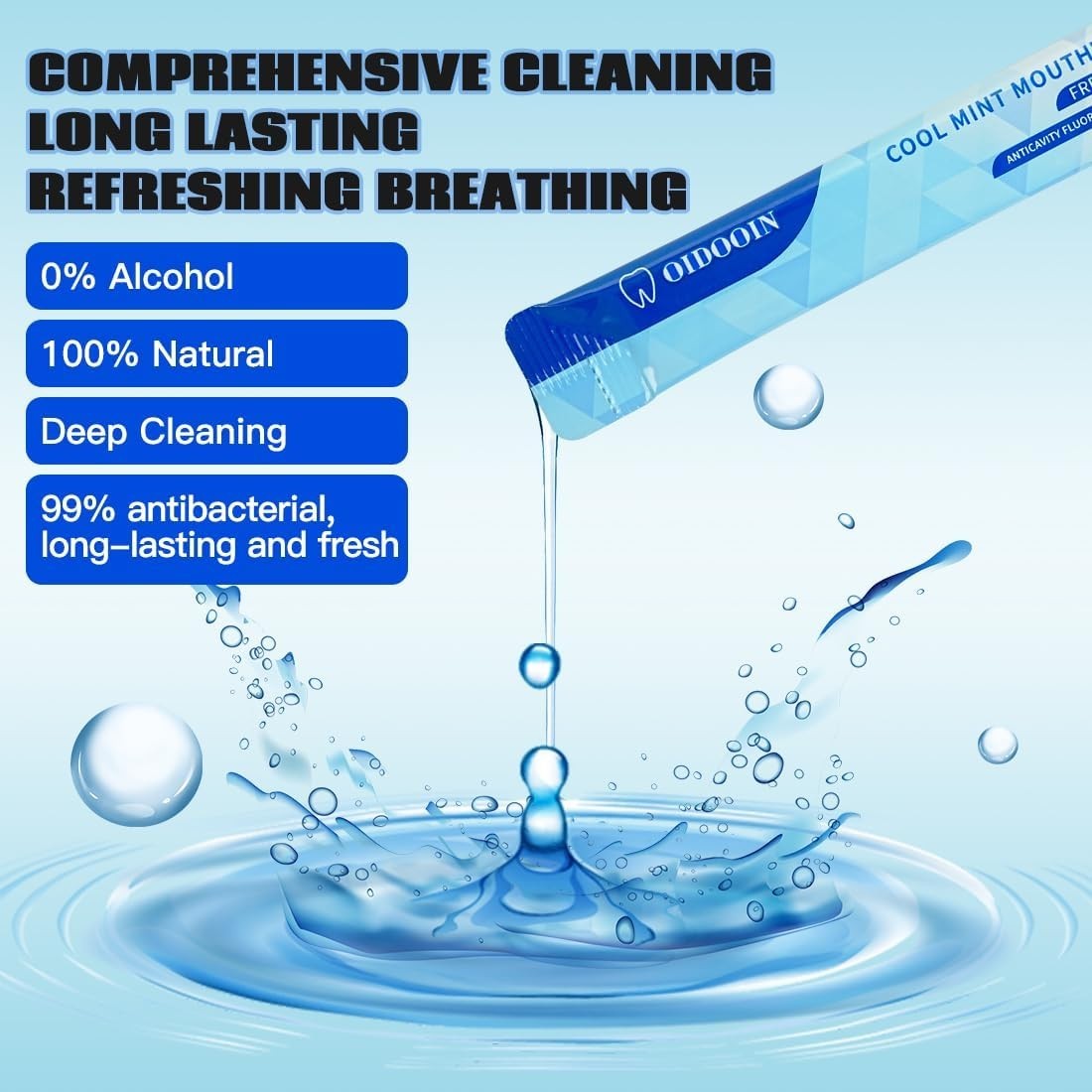 Strong Mint Mouthwash Alcohol Free, Mouth Wash for 0.02 Fl Oz (Pack of 20)