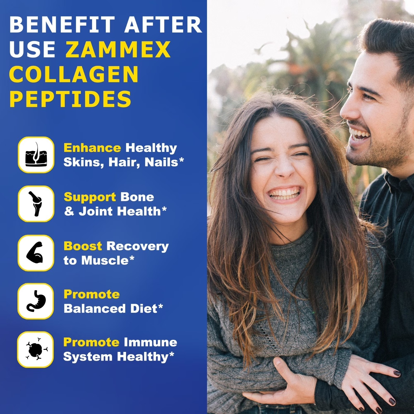 Zammex Collagen Peptides Powder Unflavored Hydrolyzed Collagen AntiAging Protein