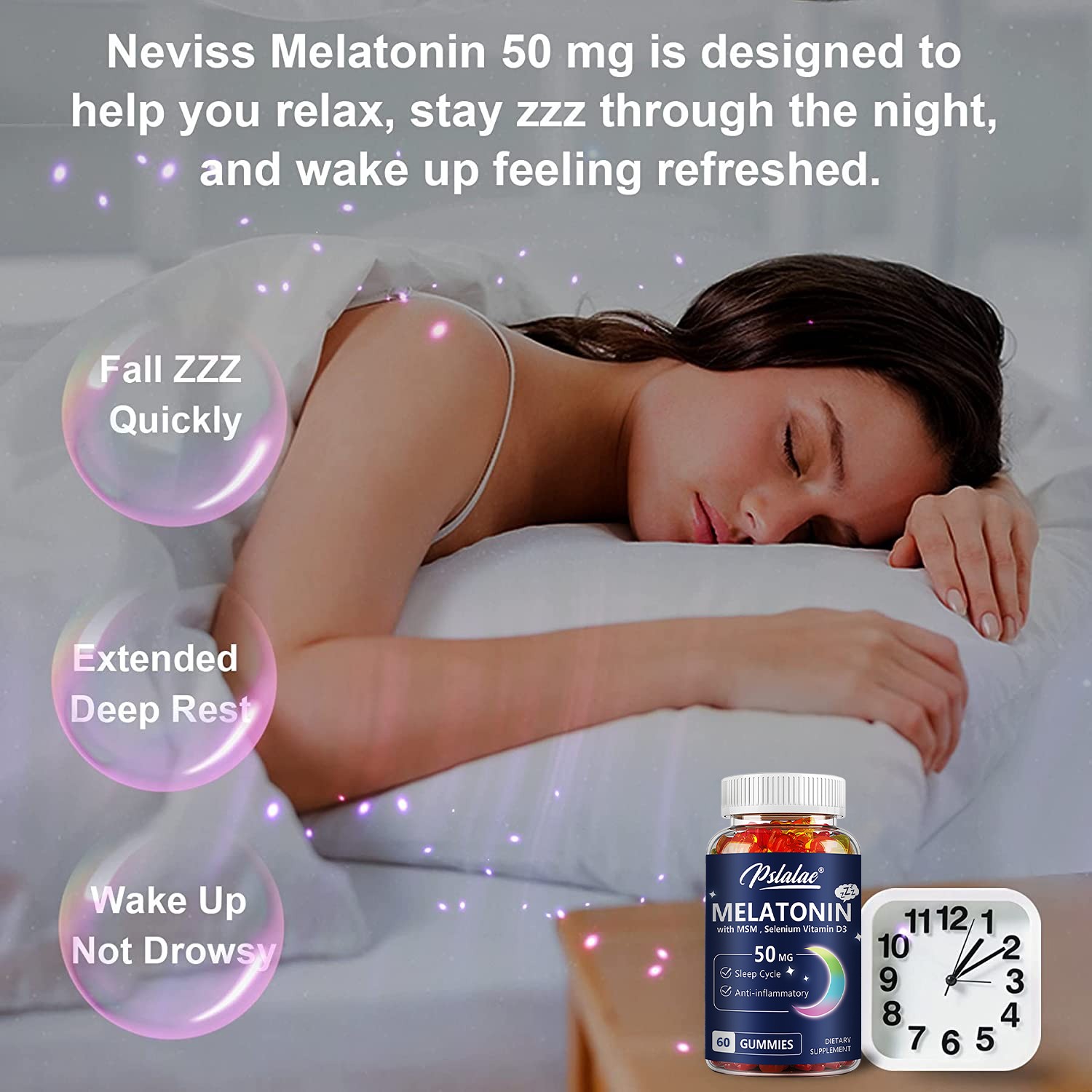 Melatonin 50mg – Improve Sleeping, Fall Asleep Faster, Extend Sleep Time 60pcs