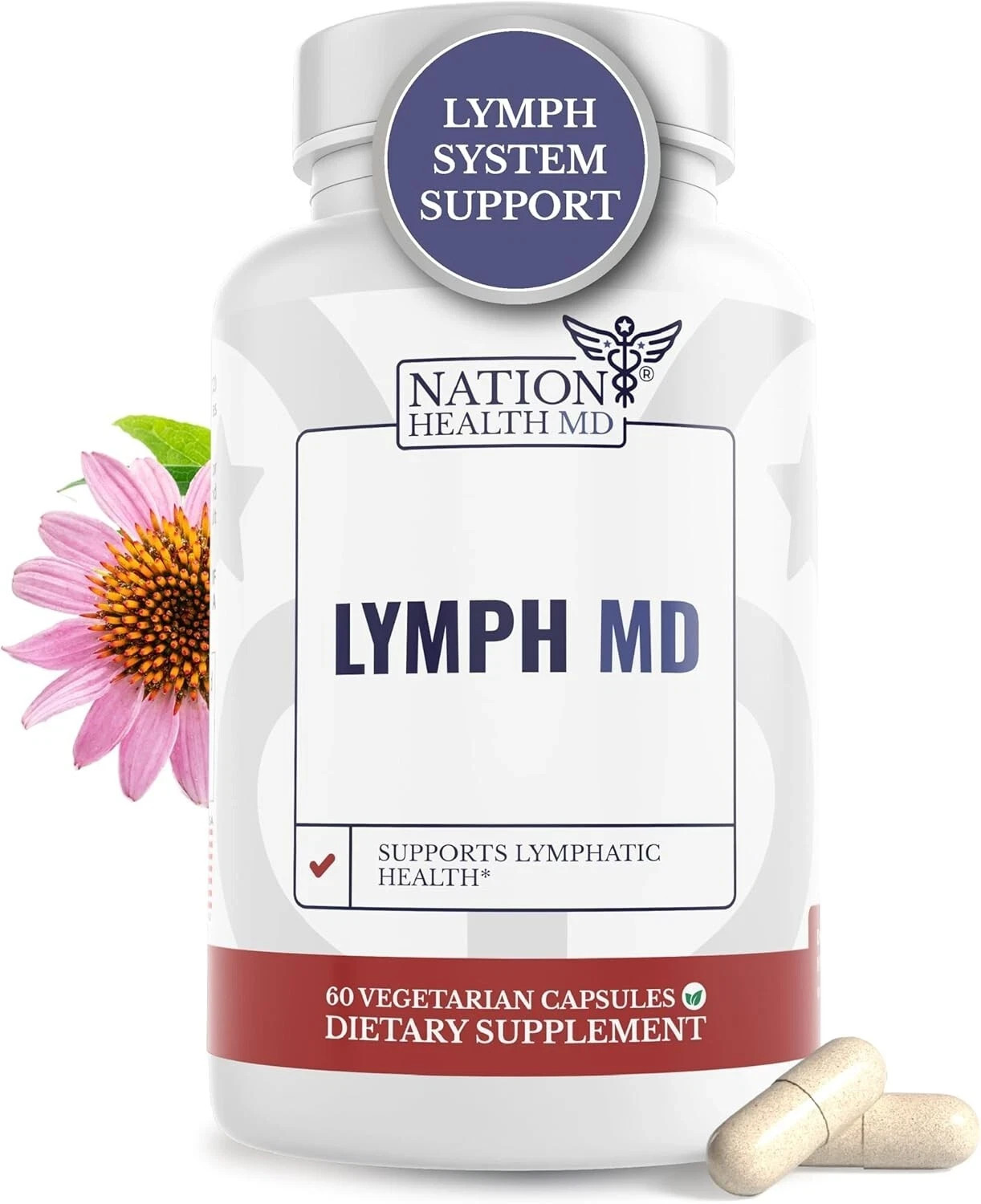 Lymph Botanical Support System Lymphatic 9 MD Herbs Supplement 60 Capsules