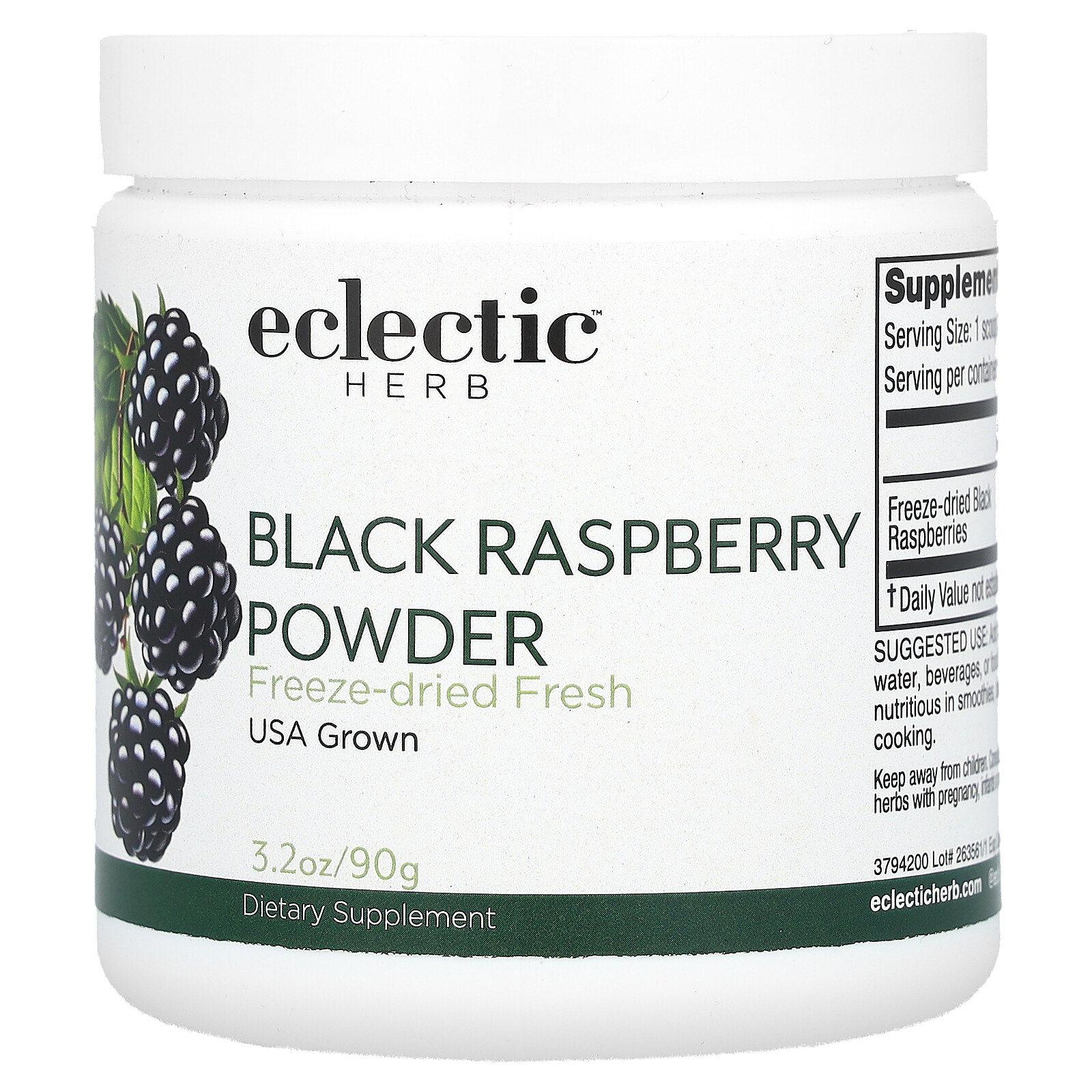 Eclectic Institute Black Raspberry POW-der 3 2 oz 90 g Raw, GMP Quality Assured