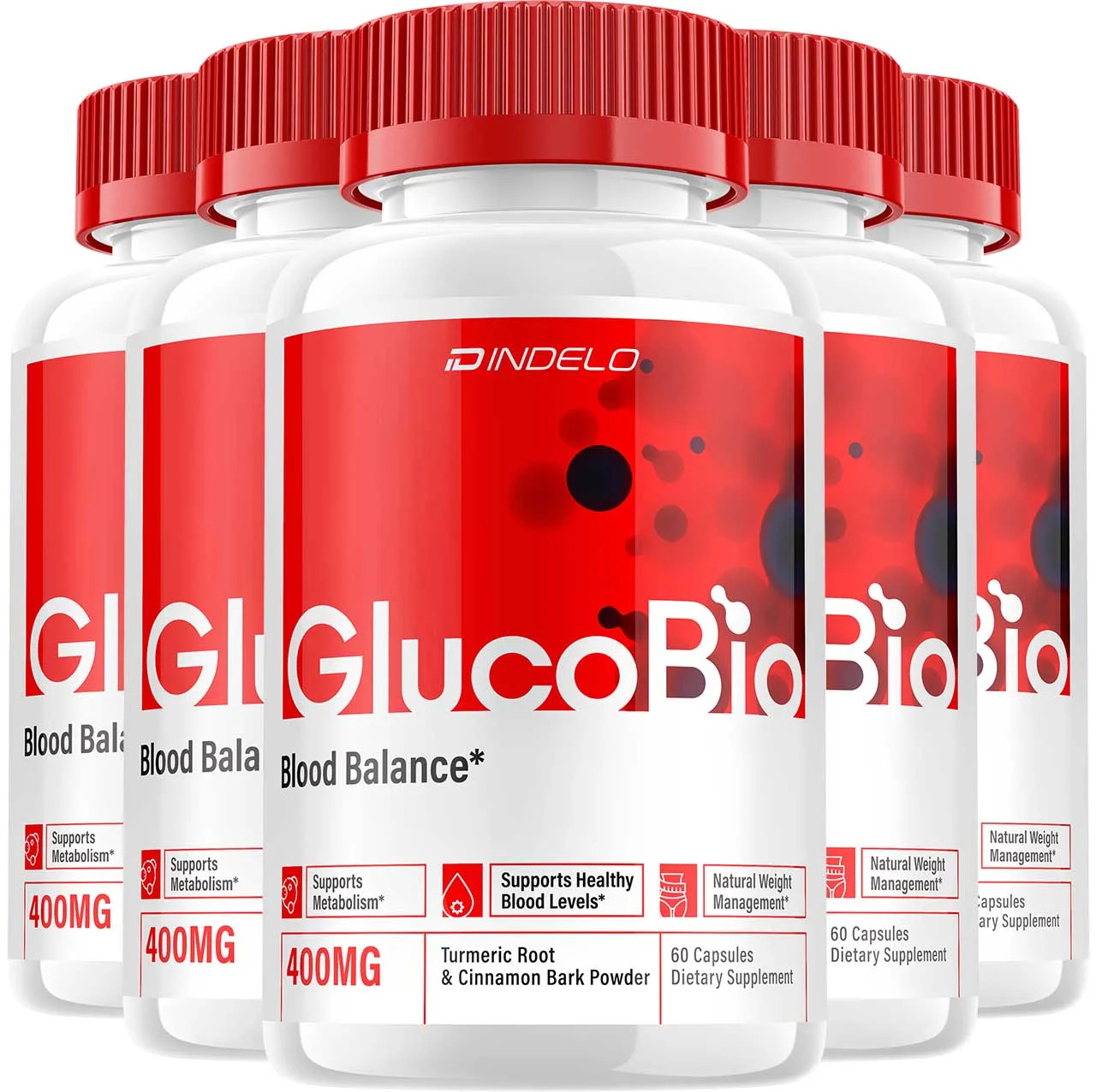 5 PACK Blood Support Capsules – Glucobio Advanced Formula, 5 Pack, 300 Capsules