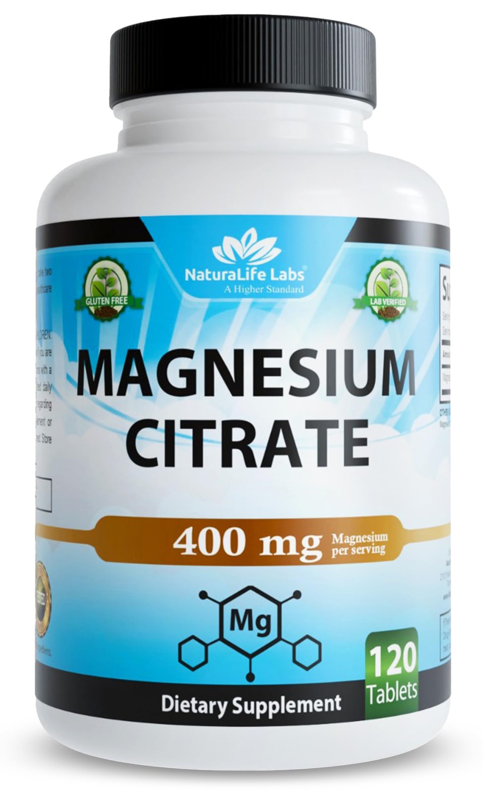 NaturaLife Labs Magnesium Citrate 400 mg per Serving – 120 Count (Pack of 1)