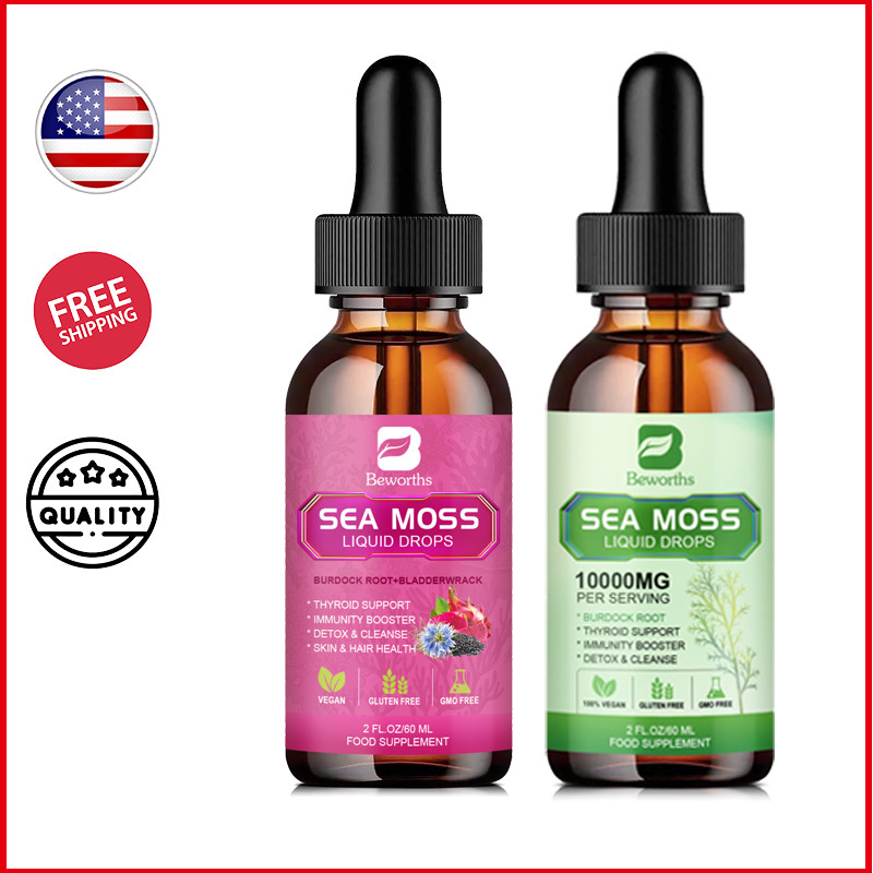 Natural Sea Moss Liquid Drops with Bladderwrack Support Thyroid Support,Blacksee