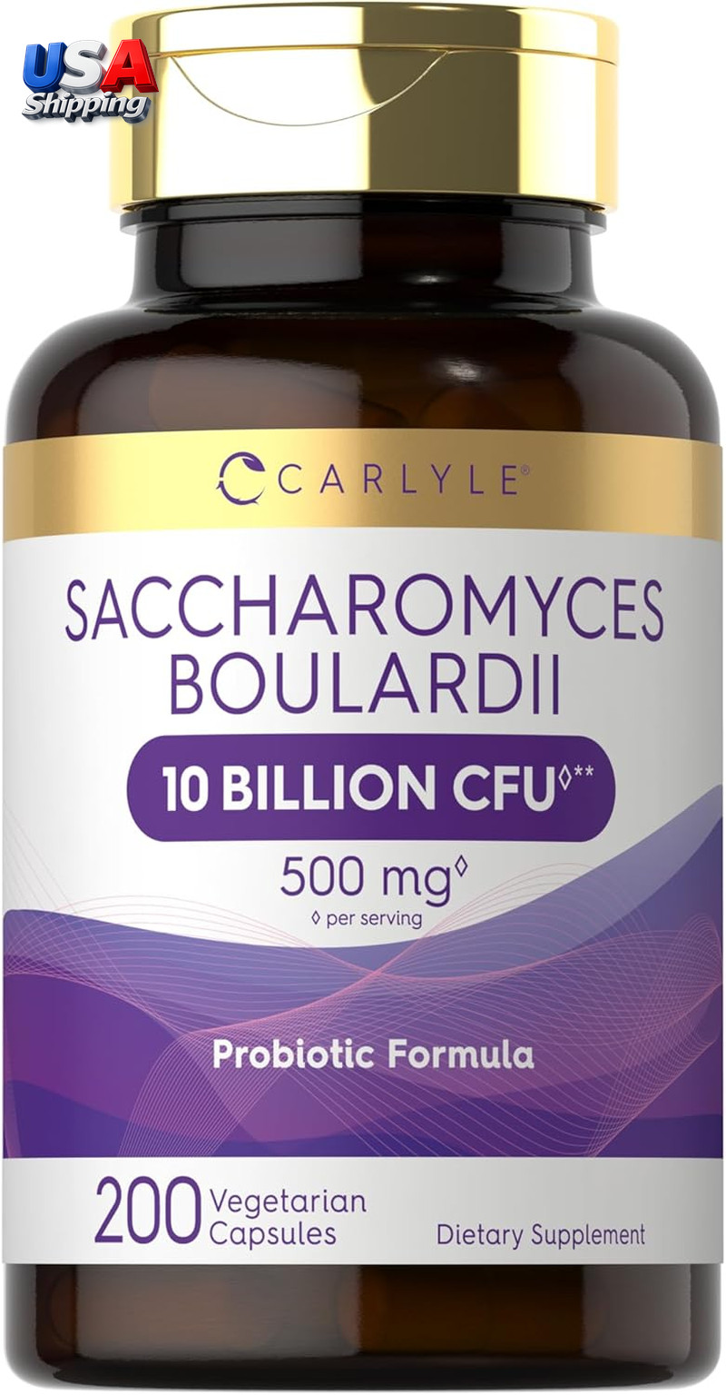 Probiotic Capsules Saccharomyces Boulardii 10 Billion CFUs 200 Count Bottle