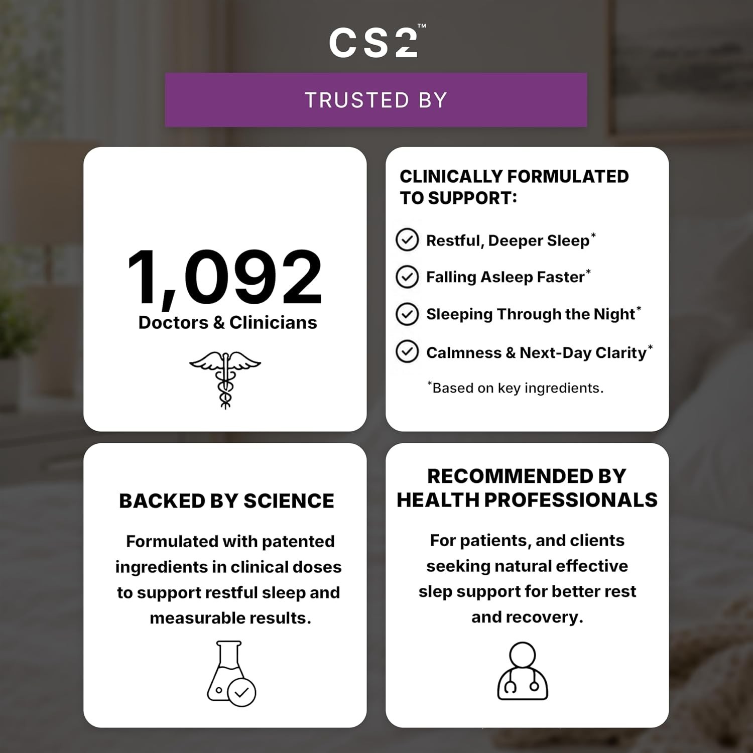 CS2 Sleep Support Drink Mix Magnesium Glycinate L-Theanine Sugar Free Berry