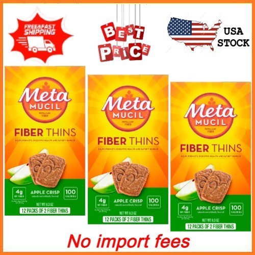 3 pack Metamucil Friendly Fiber Thins Fiber Powder Food Apple Spice 12 Ct