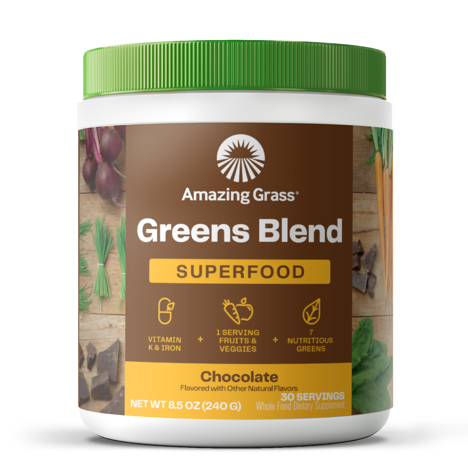 Amazing Grass Greens Blend Superfood: Super Greens Powder Chocolate, 30 Servings