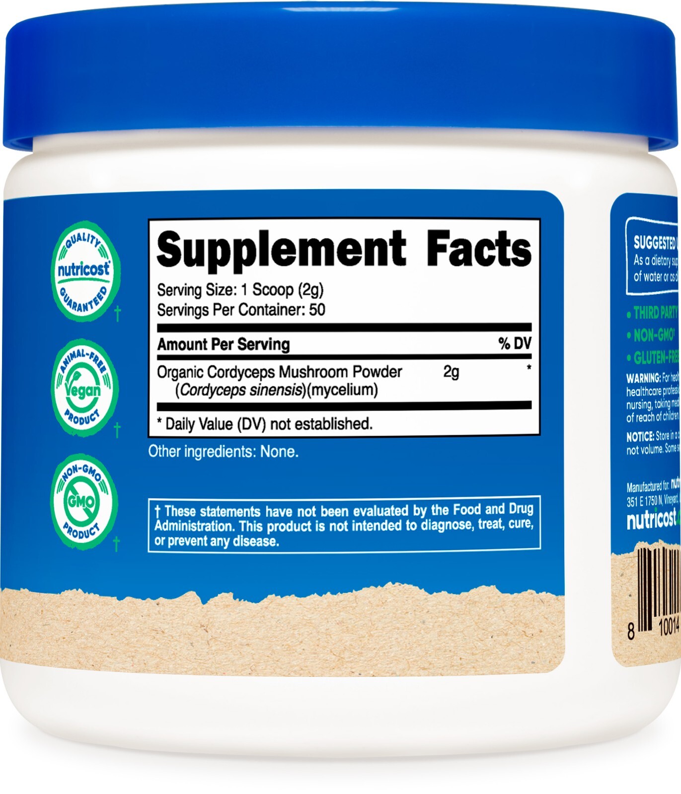 Nutricost Organic Cordyceps Powder 100 Grams – USDA Certified 100% Organic