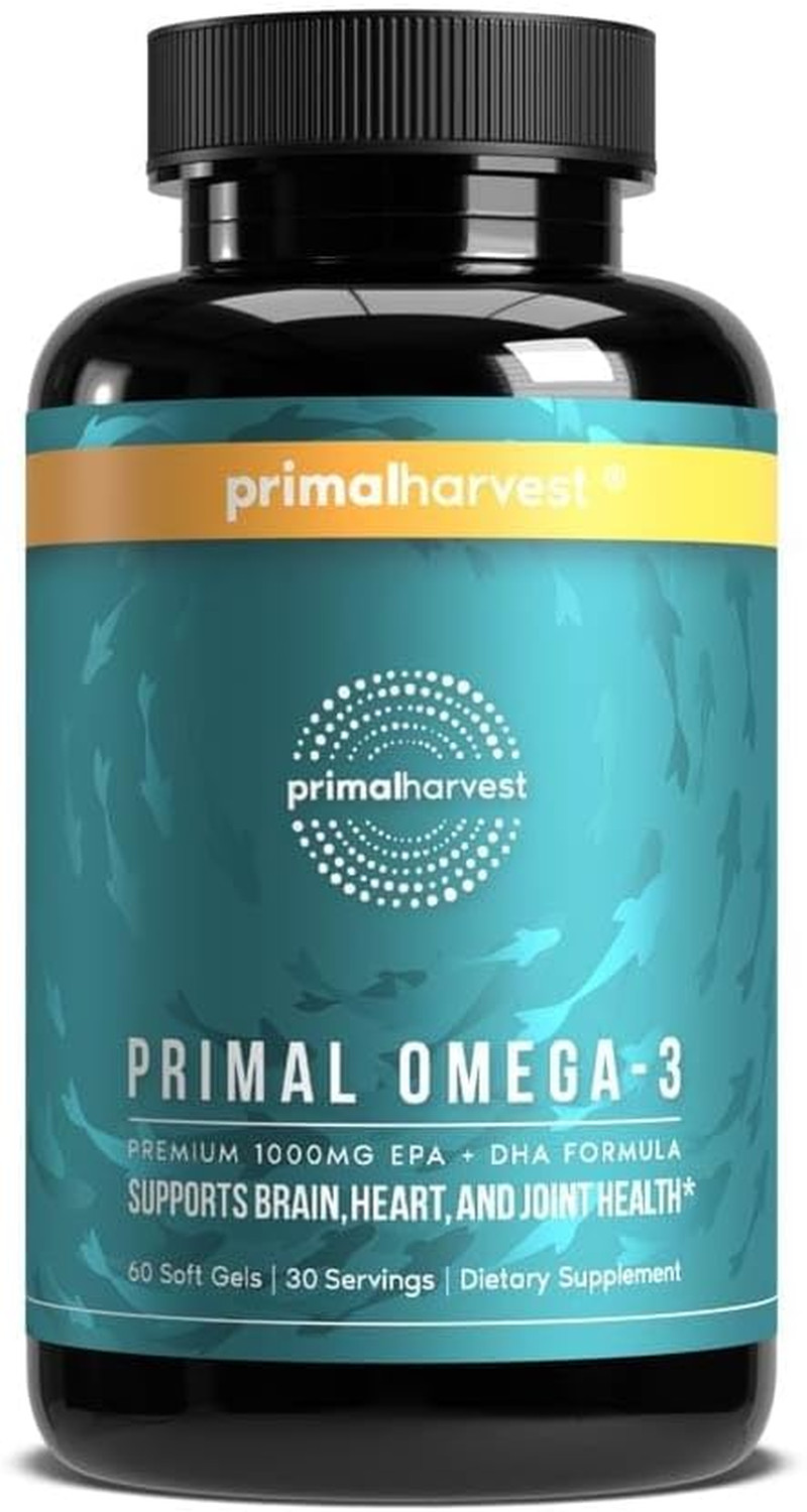 Primal Harvest Omega 3 Fish Oil 1000Mg EPA DHA Heart Health 30Ct