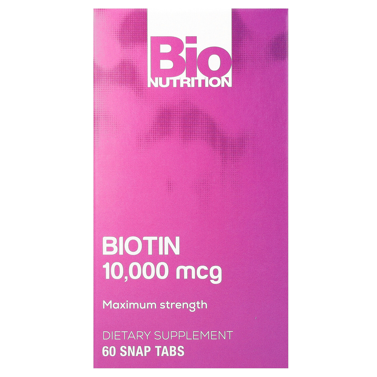 Biotin, Maximum Strength, 10,000 mcg, 60 Snap Tabs