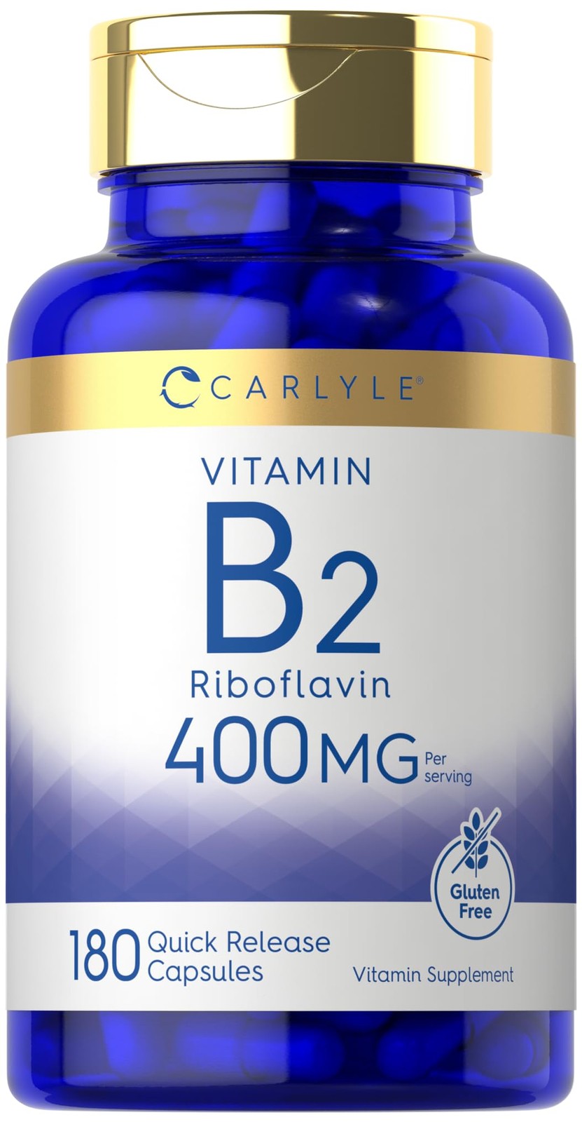 Carlyle Vitamin B-2 400mg | 180 Count | Non-GMO, Gluten Free Supplement