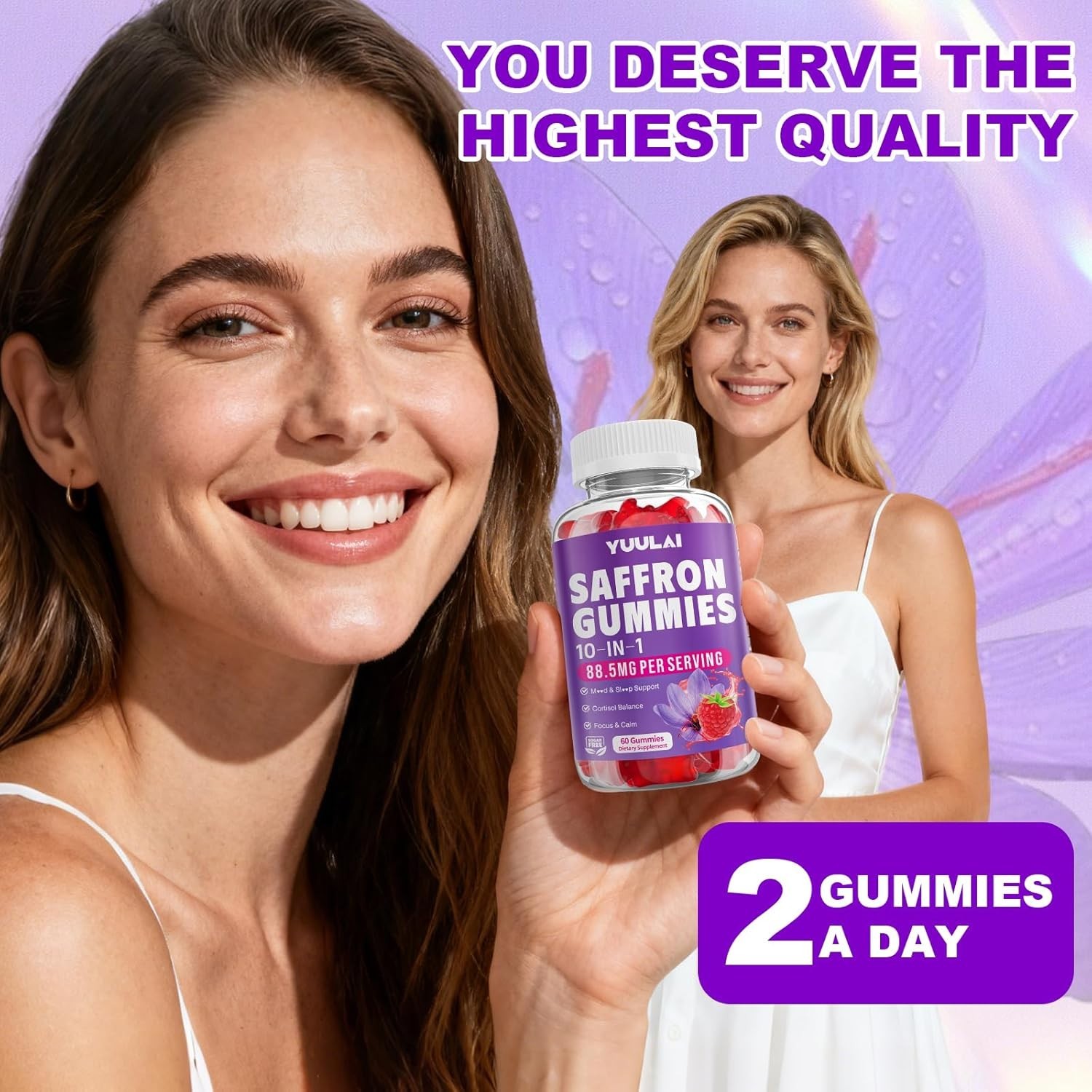 Gummy Saffron Supplements for All Ages – 10-in-1 Health Blend, Raspberry Flavor