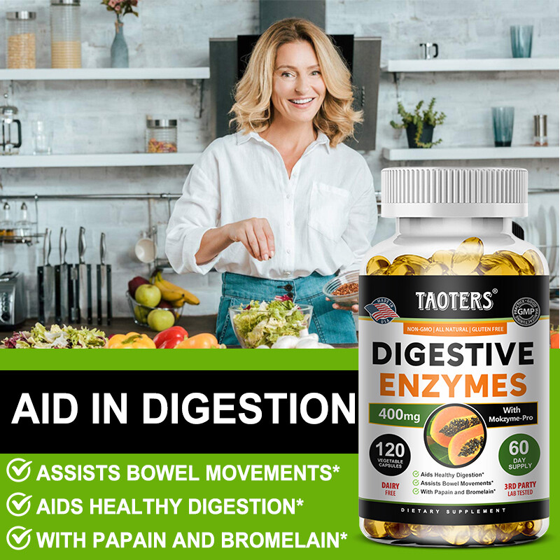Digestive Enzymes With Papain & Bromelain 120 Capsules Digestive Support Vegan