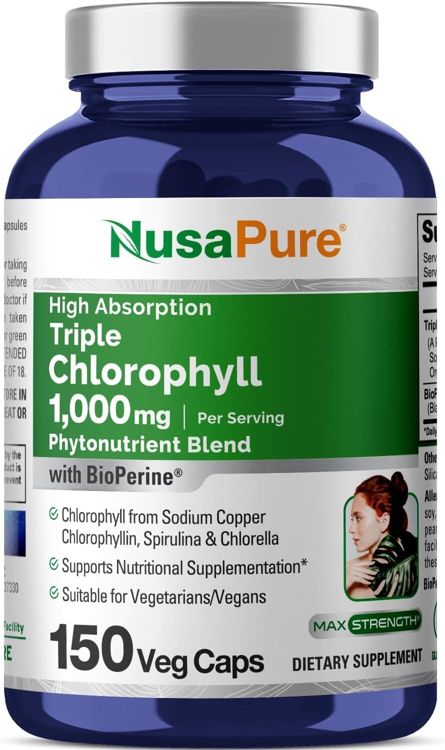 Complejo de clorofila 1000mg, refuerzo de energía, apoyo al sistema inmunológico