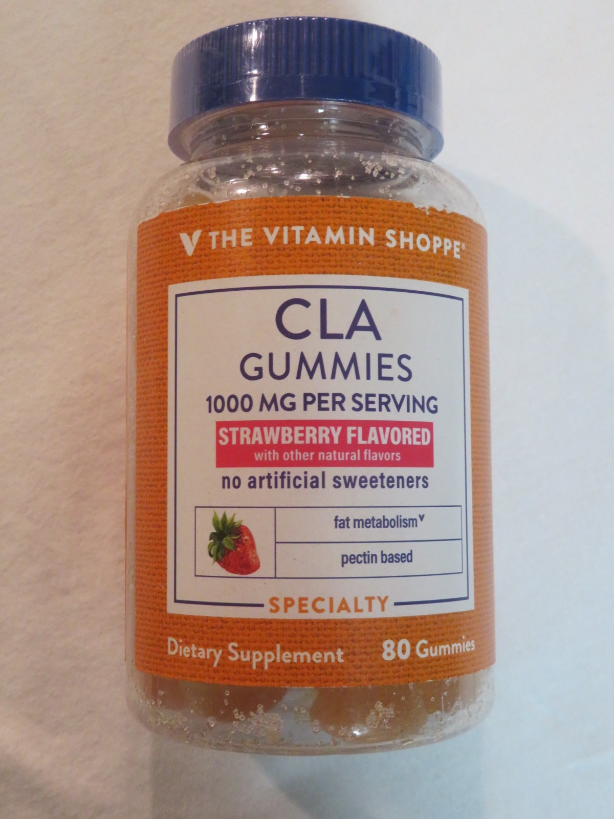 The Vitamin Shoppe 80 CLA Gummies 1000 mg Per Serving Strawberry Fat Metabolism