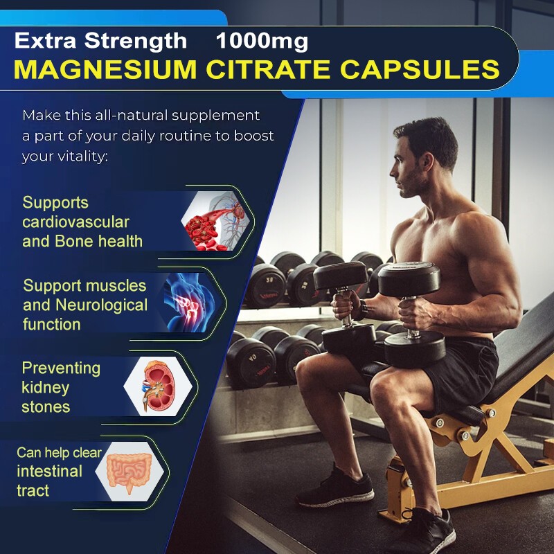 Magnesium Citrate 1000mg Capsules -Sleep and Muscle Support, Vegan, 120 softgels