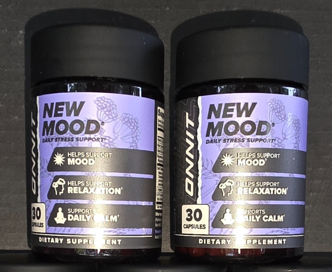 2-Onnit New Mood 30 Capsules, Daily Calm Formula, Stress & Mood Support, Ex 8/26
