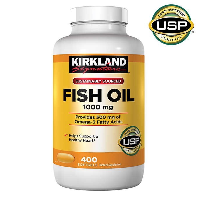 Kirkland Signature Omega 3 Fish Oil 1000 mg 400 Softgels