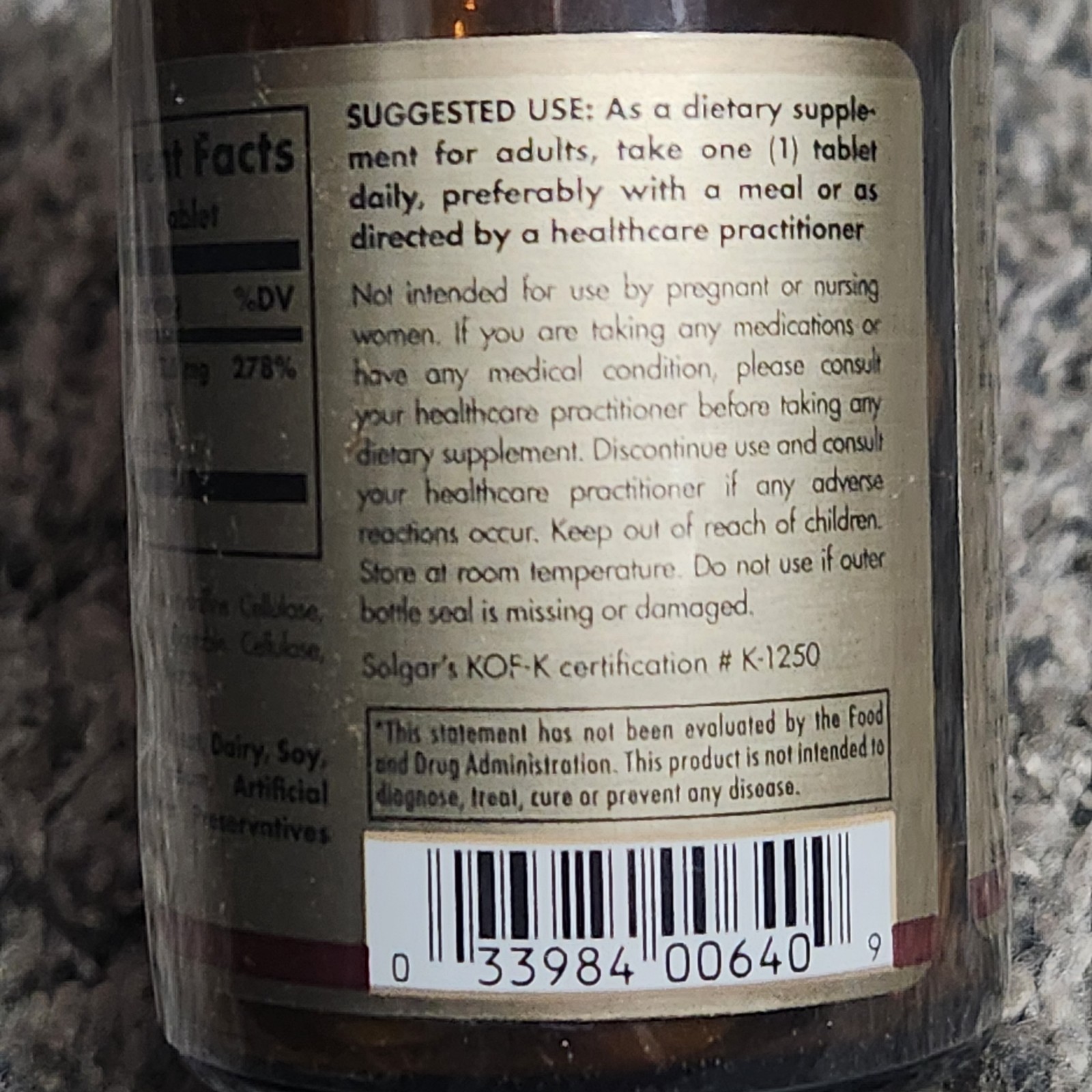 Solgar Chelated Copper 100 Tablets Exp. 2028