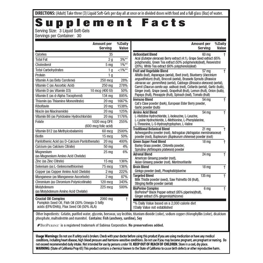 Irwin Naturals Men’s Living Green Liquid-Gel Multi 120 Softgels Each (Pack of 3)