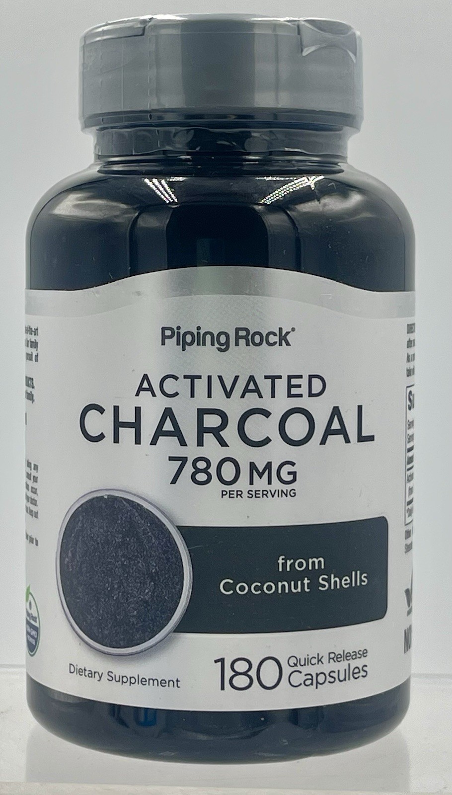 Activated Charcoal 780mg 180 Capsules by Piping Rock EXP 02/2027 Non-GMO